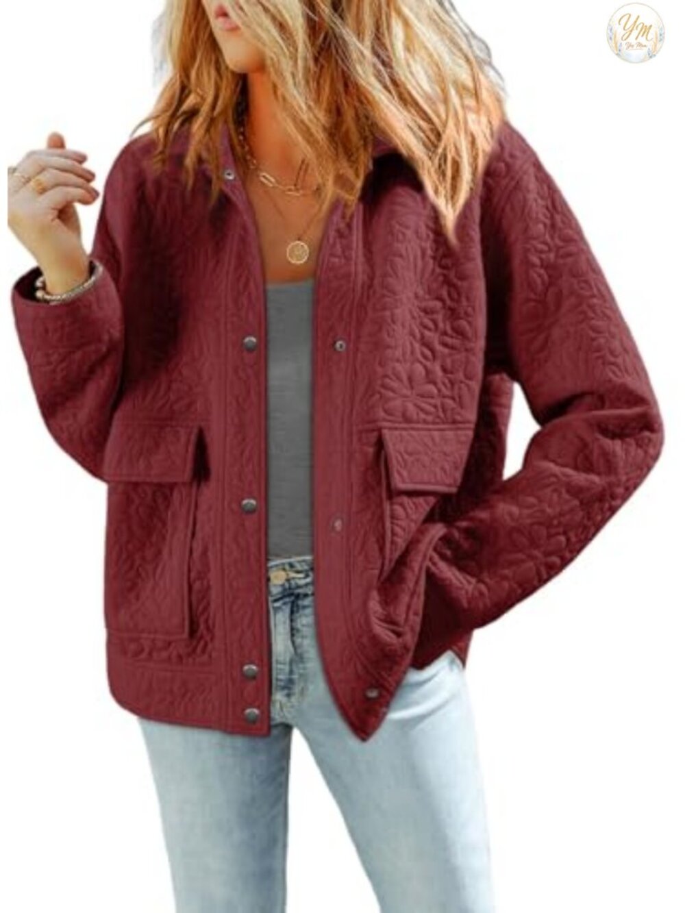 Womens Warm Winter Long Sleeve Jacquard Button Down Casual Jacket Coat